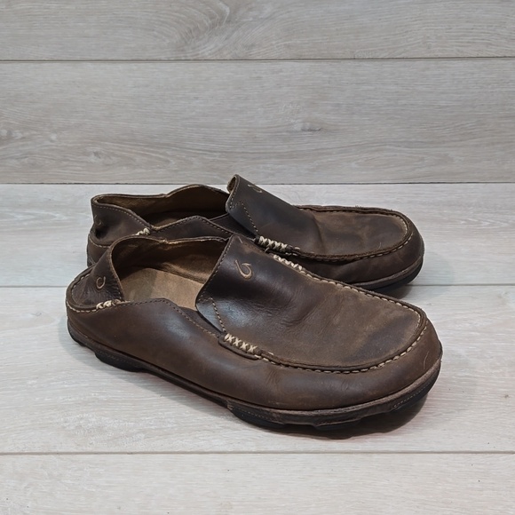 Olukai Mens Moloa Mola Leather Loafer Slip on shoes sz 8.5